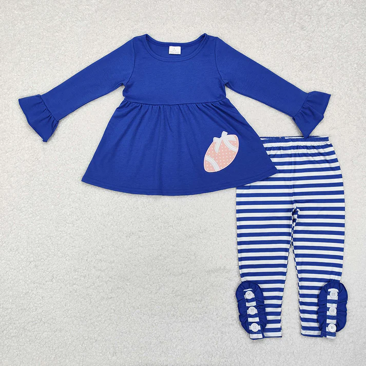 RTS NO MOQ BLP0139+GLP0344 Baby Girls Rugby Long Sleeve Pants Set