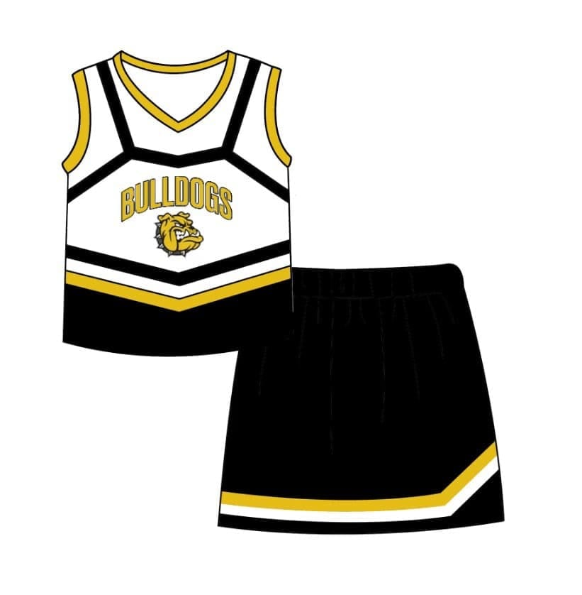 (PRE ORDER )Deadline September 31 custom no moq bulldogs Black and gold short-sleeved shorts suit