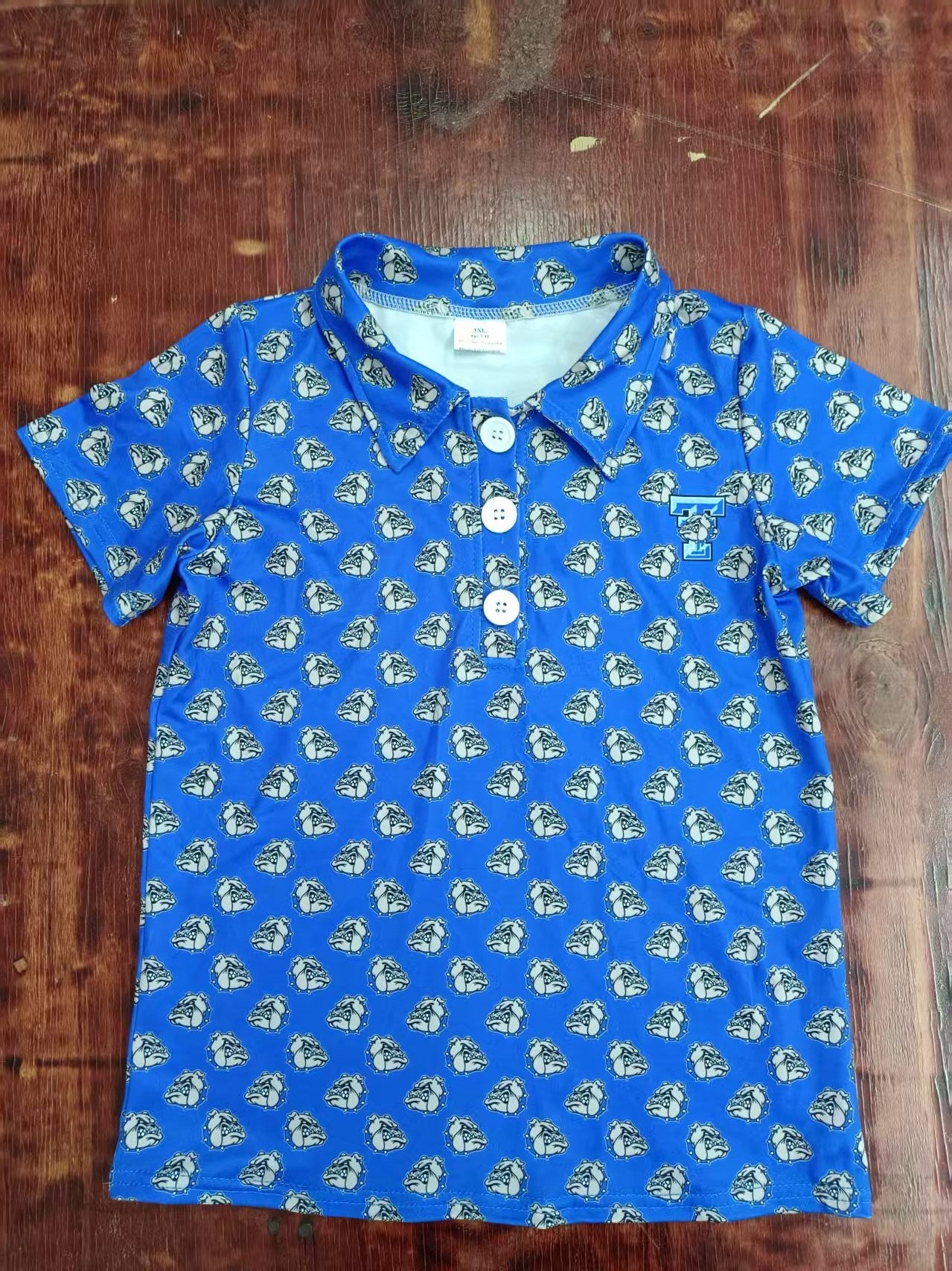 Custom moq 3 eta 6-7weeks baby boy clothes team blue short sleeve shirt