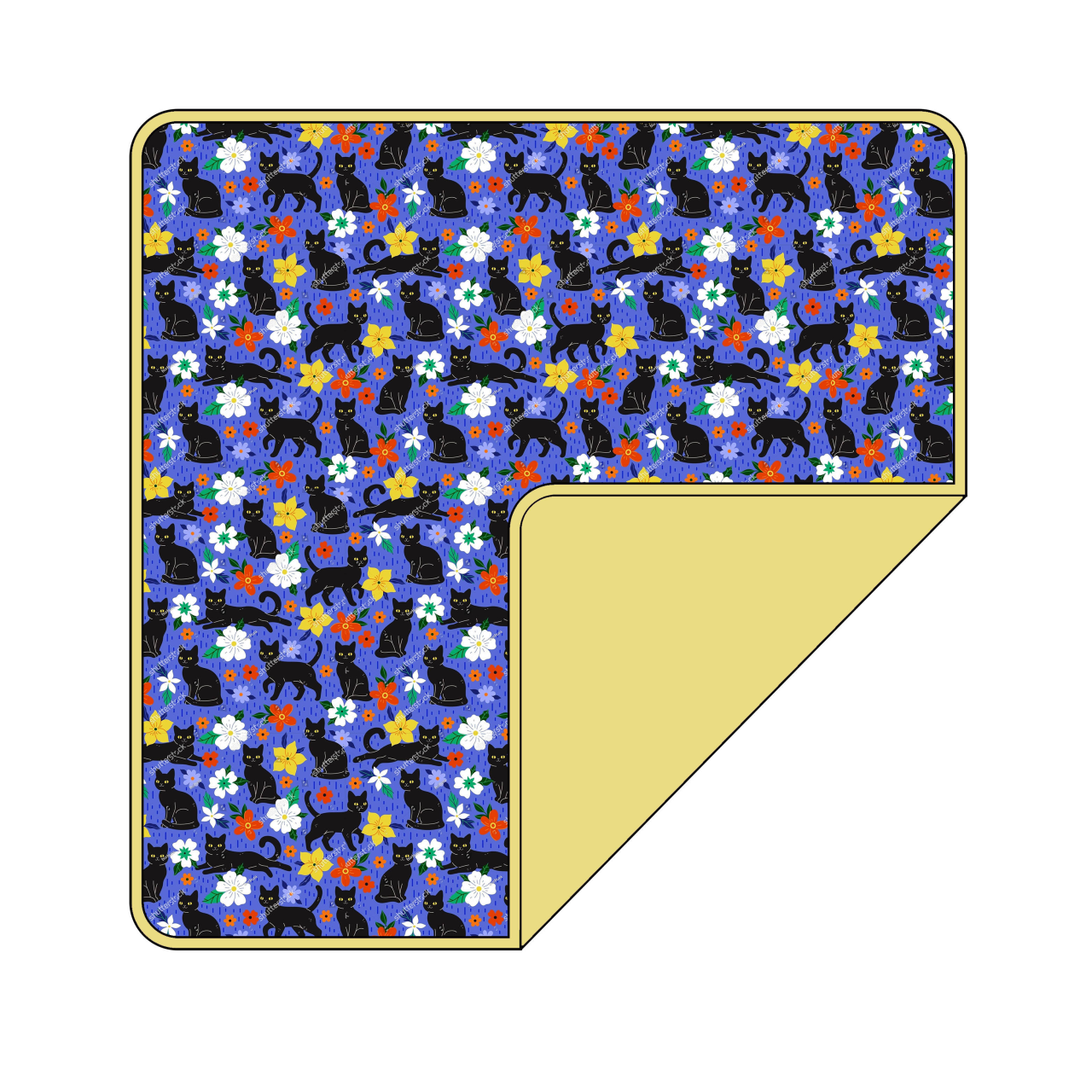 Custom MOQ 3 ETA 6-8WEEKS Black Cat Daisy Blue Yellow Children's Blanket SIZE 29*43INCH