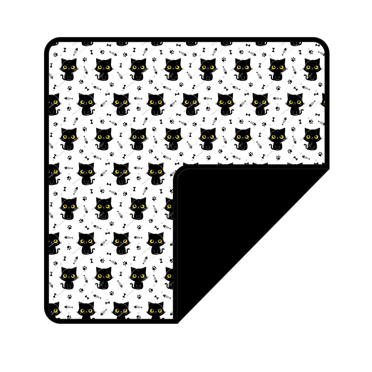 Custom MOQ 3 ETA 6-8WEEKS Black Kitten and Fish Children's Blanket SIZE 29*43INCH