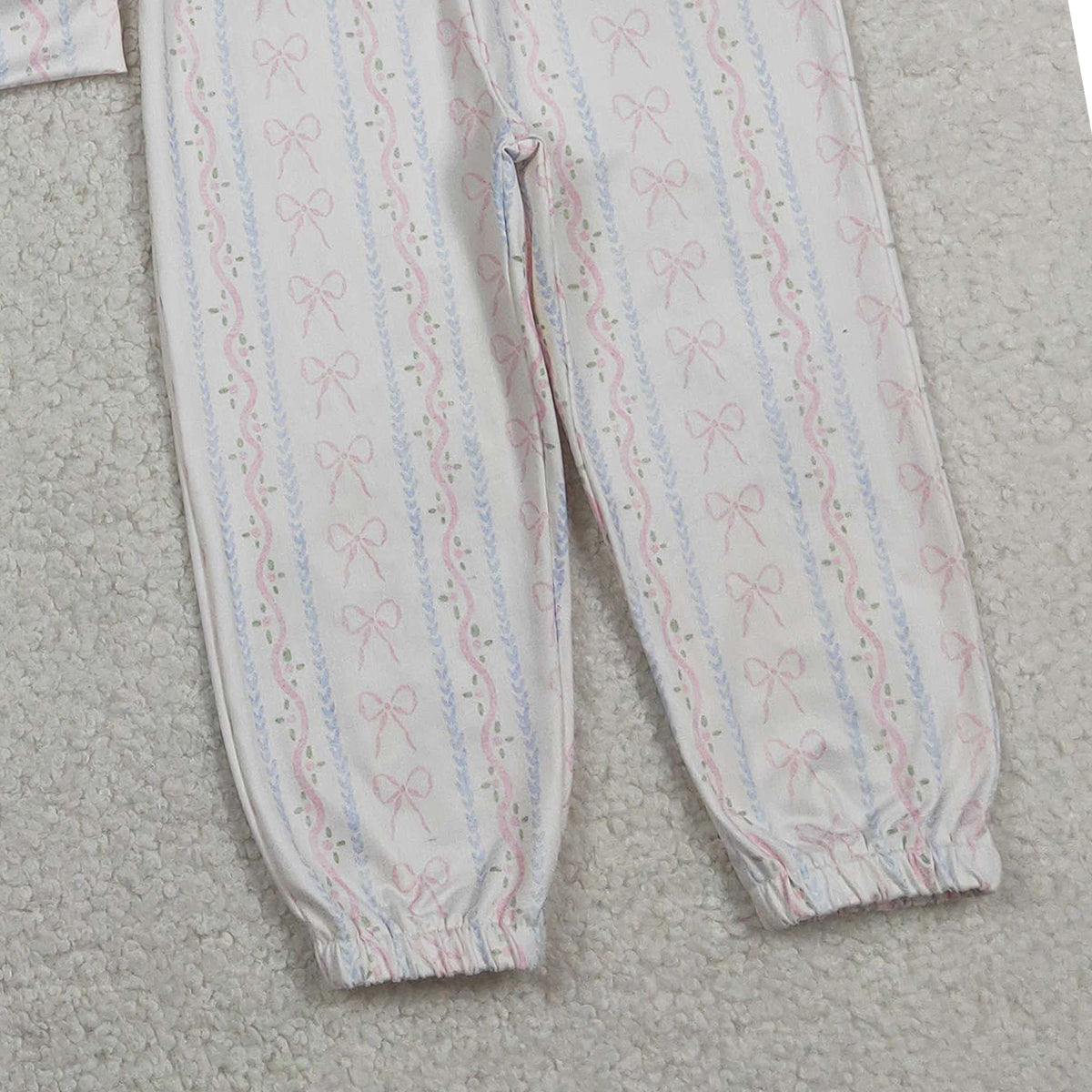 RTS NO MOQ GLP3238 Baby Girls Bows And Flowers Stripe Top with Jogger Pants Pajamas Sleepwear Set
