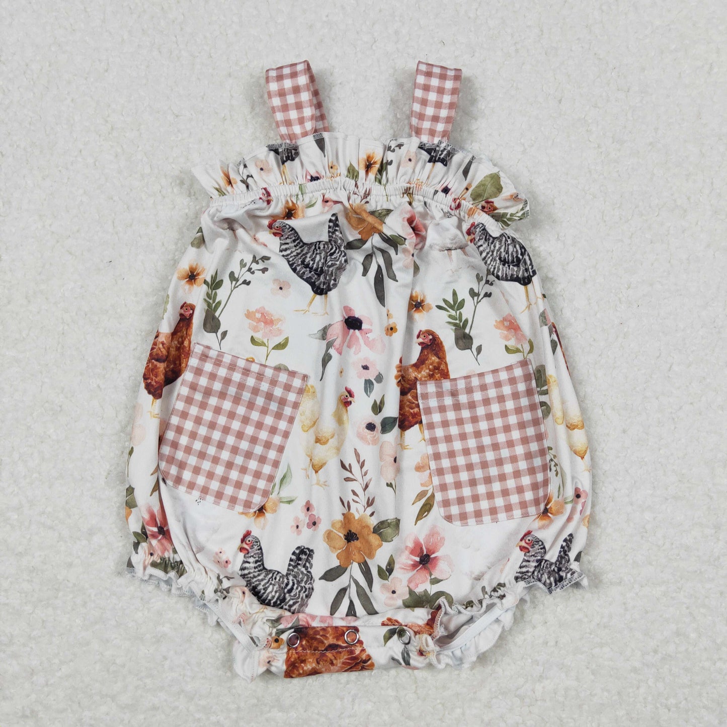 RTS baby girls clothes chicken short Sleeve dress romper