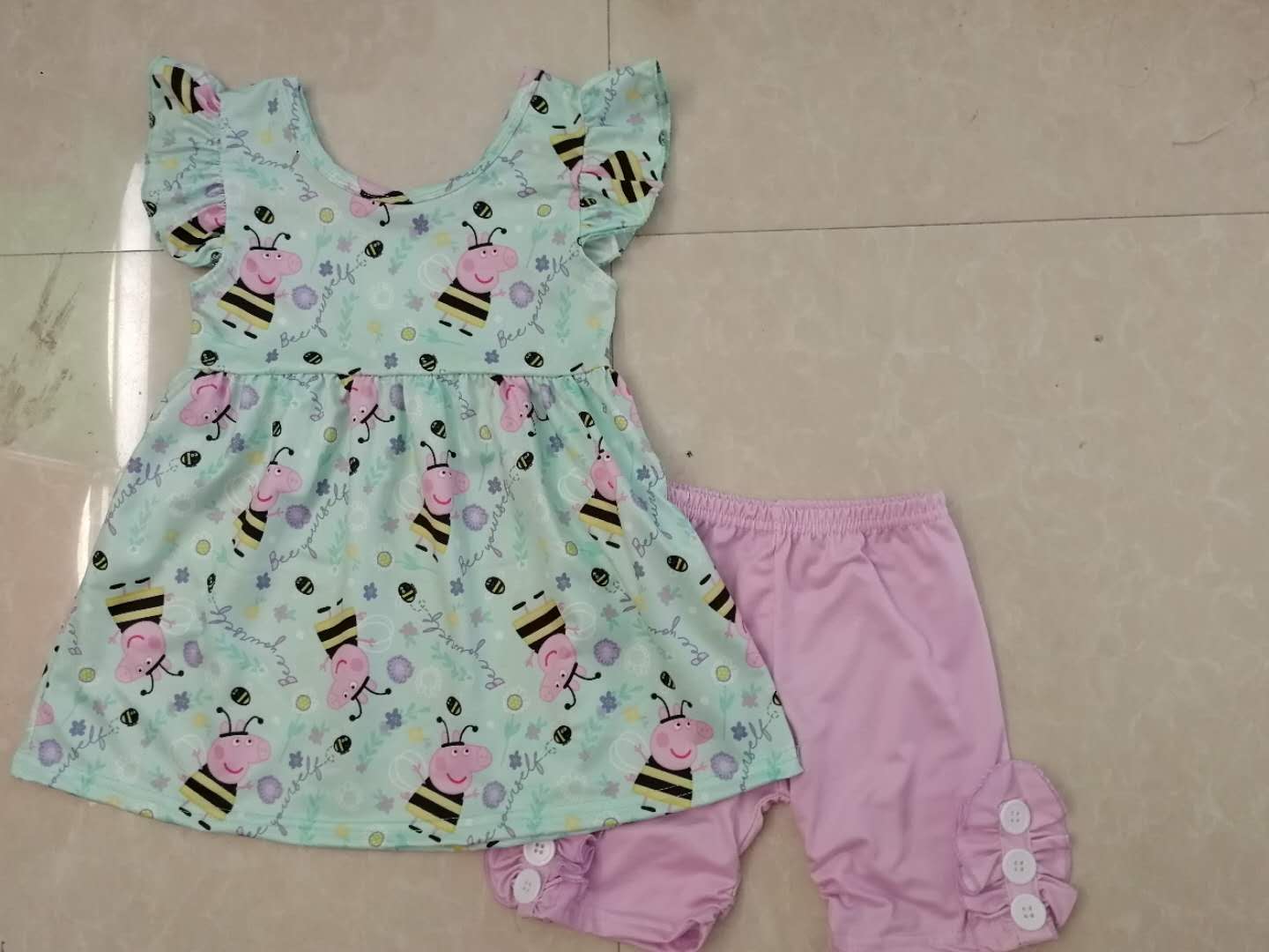 Summer pink short-sleeved suit moq5