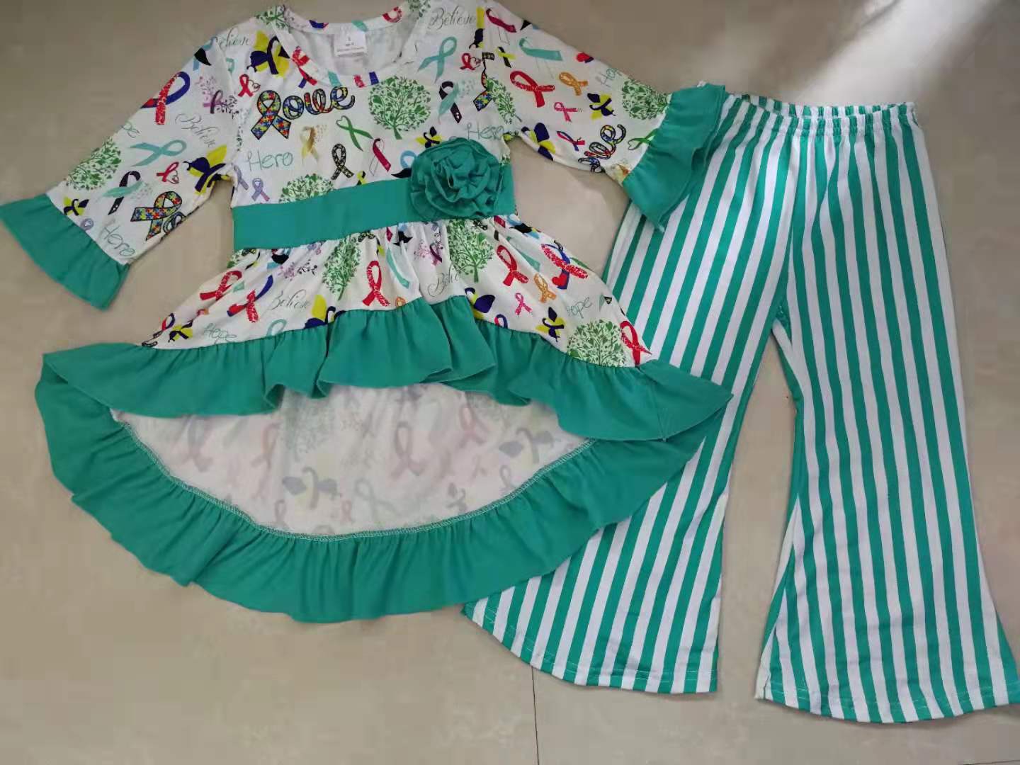 Autistic girl bow pants suit