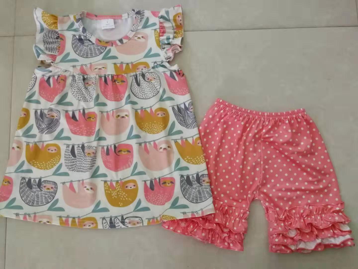 Sloth Girls Short Sleeve Shorts Set