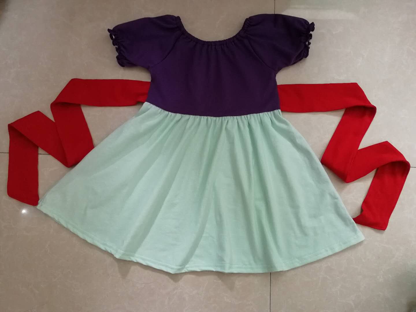 Summer purple red belt skirt