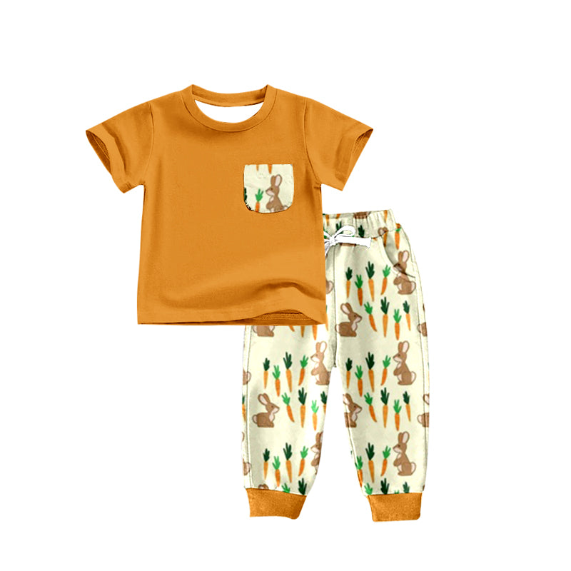 custom boys short sleeve long pants rabbit print moq 5