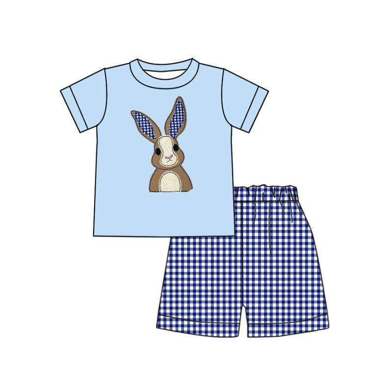 custom boys Easter short sleeve short pants rabbit print moq 5