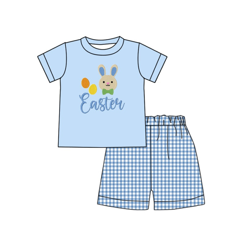 custom boys Easter short sleeve short pants rabbit print moq 5