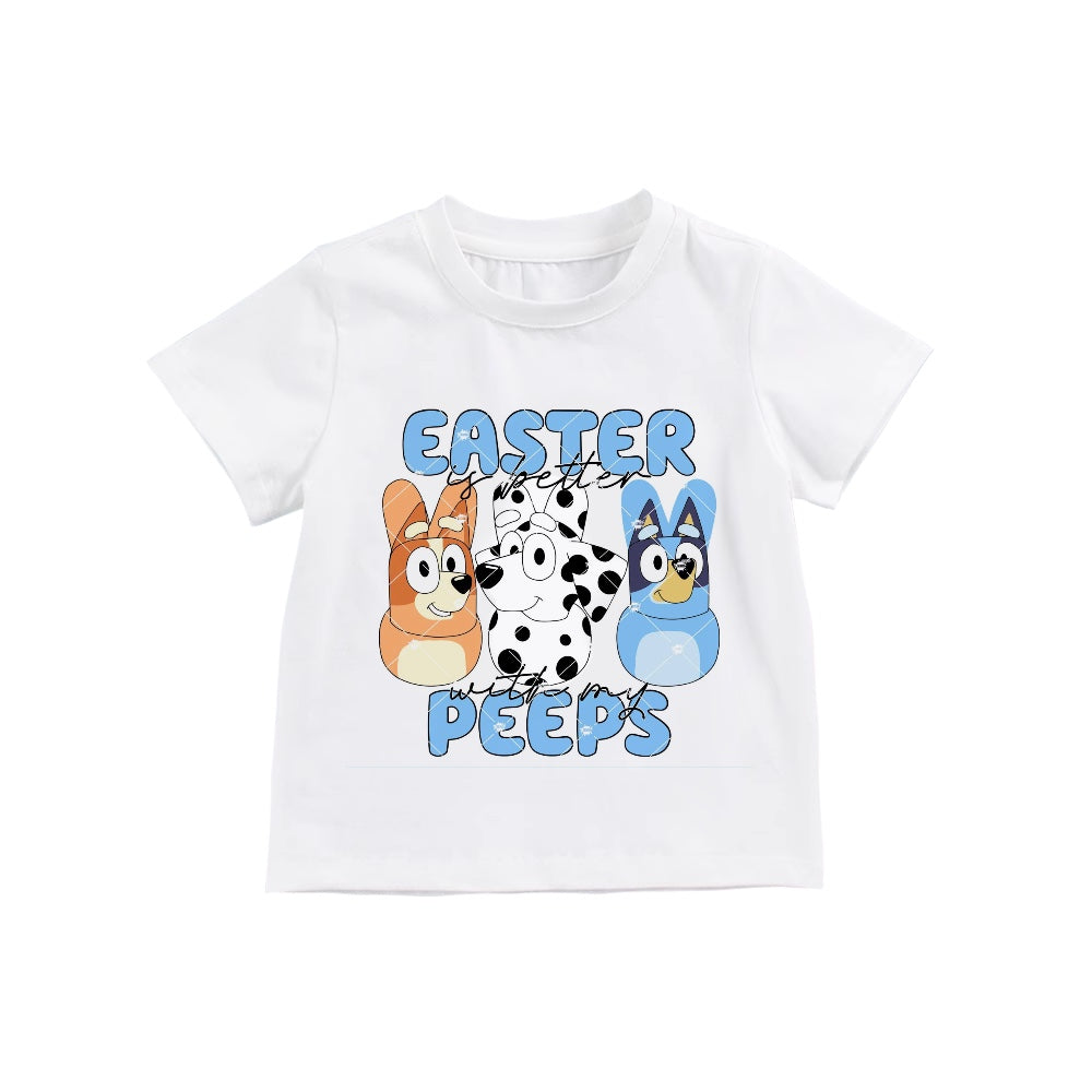 custom moq 3 mix size three small dogs summer t-shirt white color children clothing easter kids clothing
