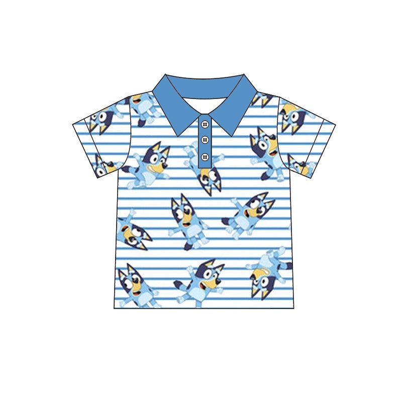 custom moq 3 mix size anime characters fabric t-shirt stripe kids clothing blue color childrens clothing