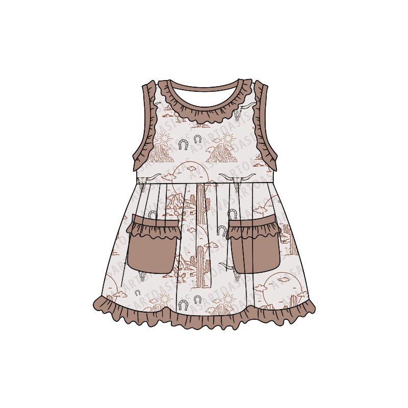 Girls catcus sleeveless with pocket dress