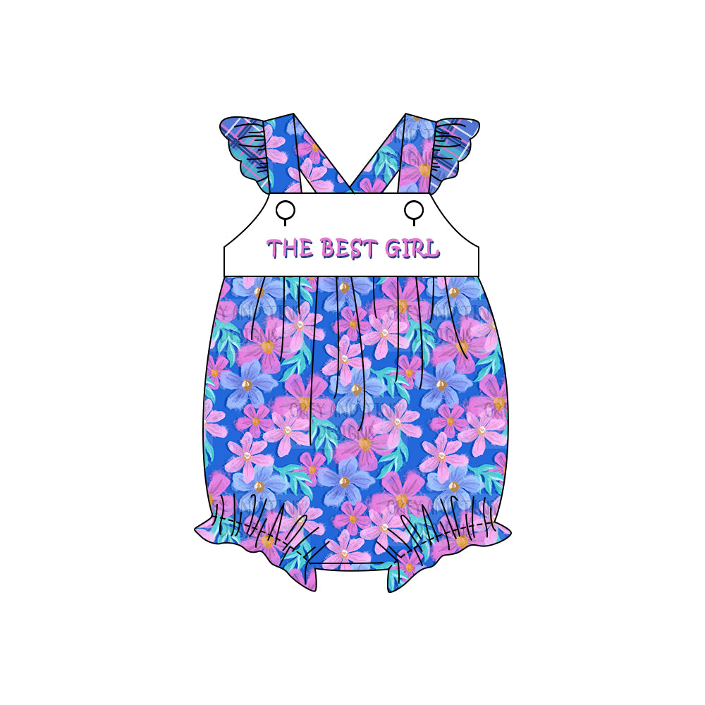 Girls THE BEST GIRL purple flying sleeve romper