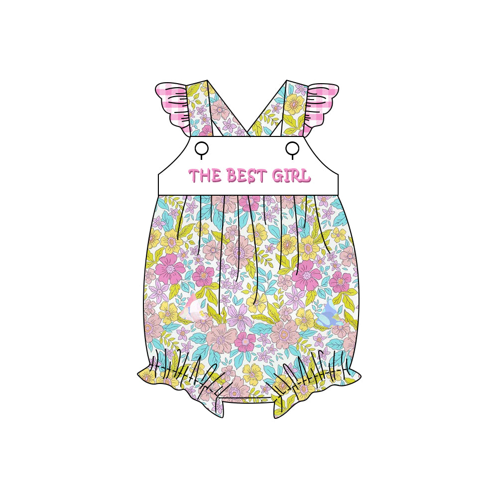 Girls THE BEST GIRL flying sleeve romper