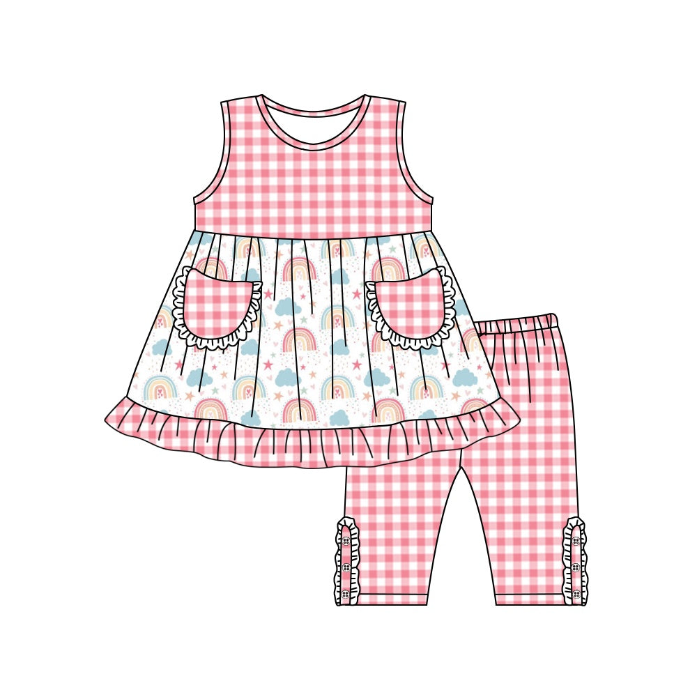 rainbow sleeveless rainbow pants summer suit