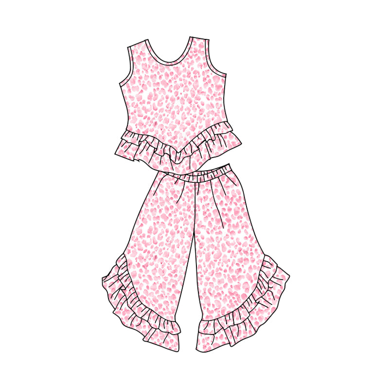 girls pink sleeveless pants suit