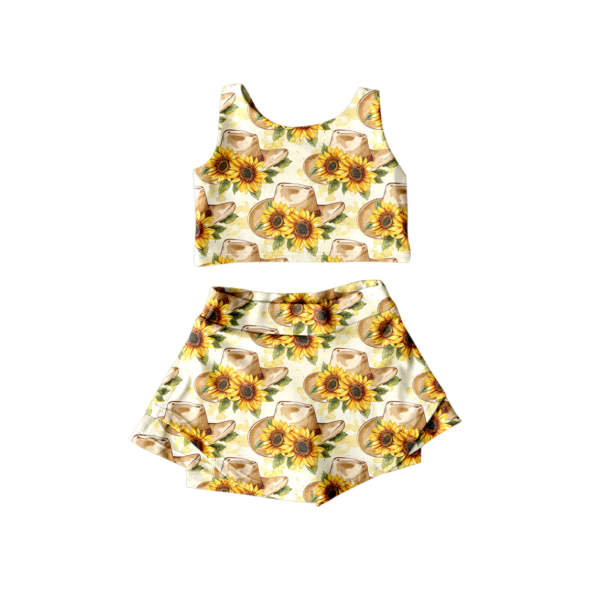 sunflower sleeveless culottes suit