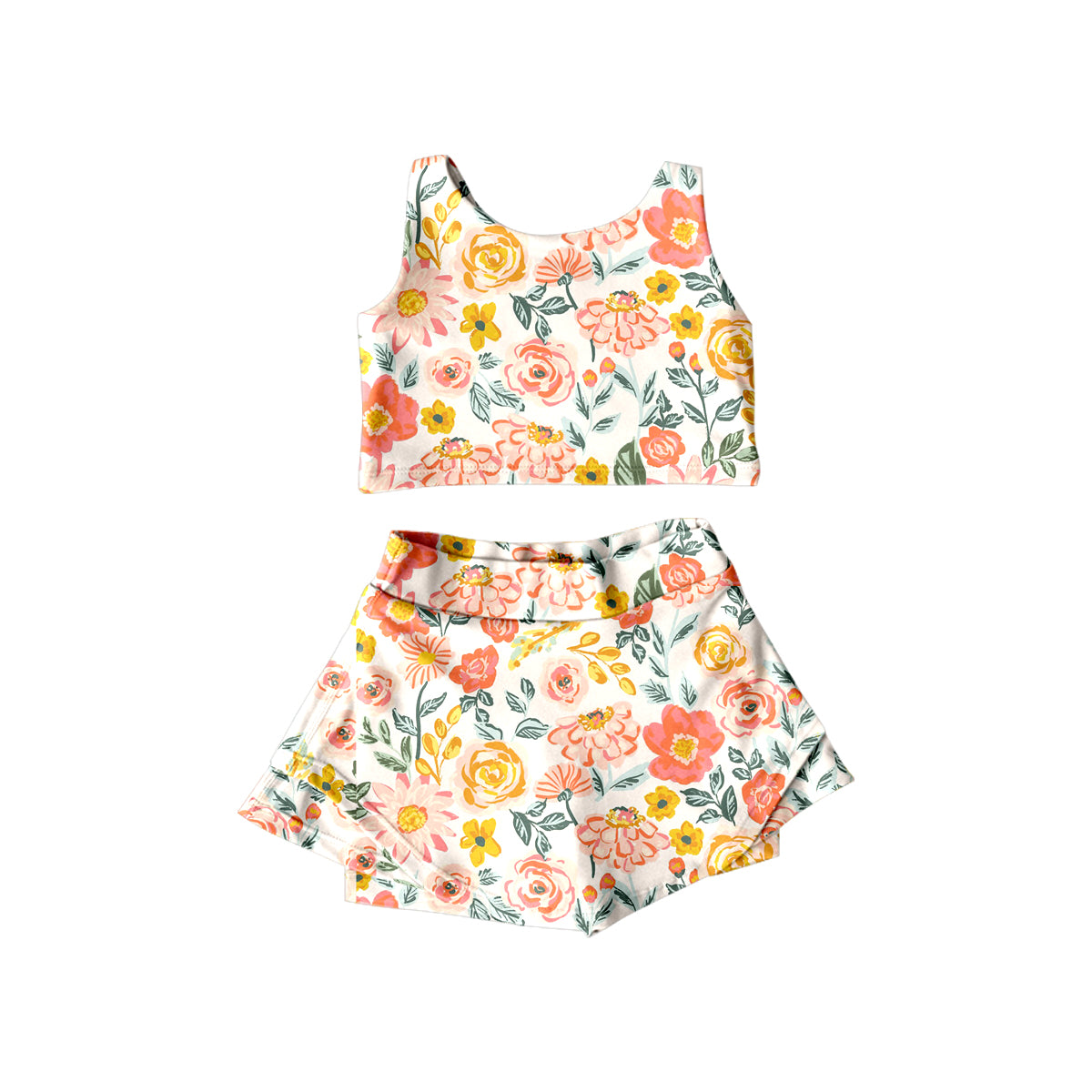 flower sleeveless culottes suit