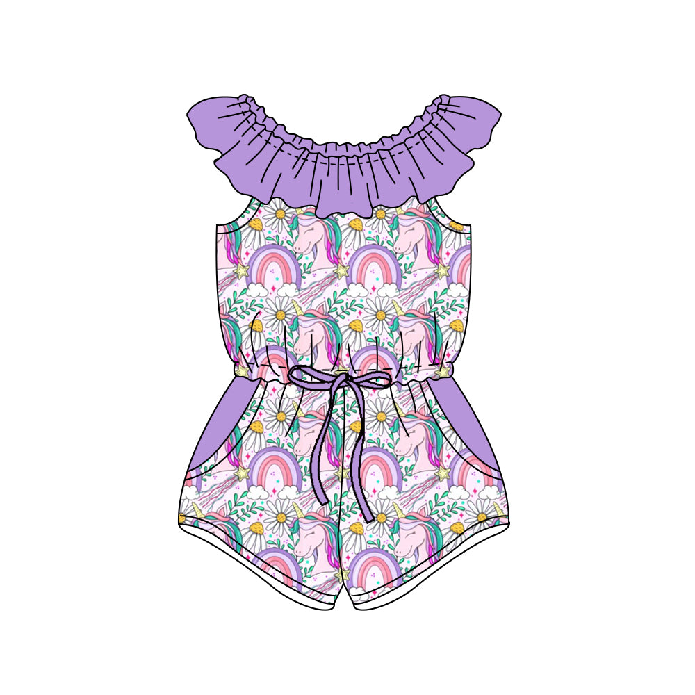 Girls Summer rainbow purple jumpsuit