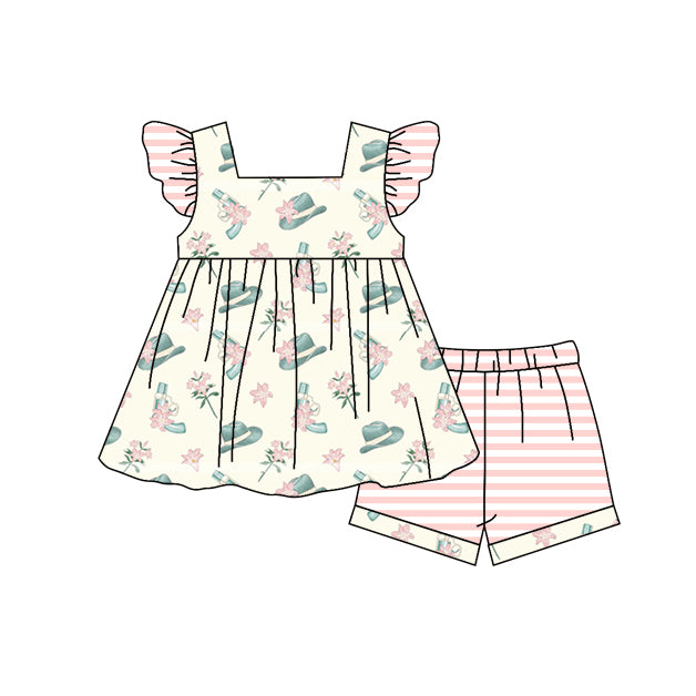 baby girls clothes flower flying sleeve shorts summer outfit