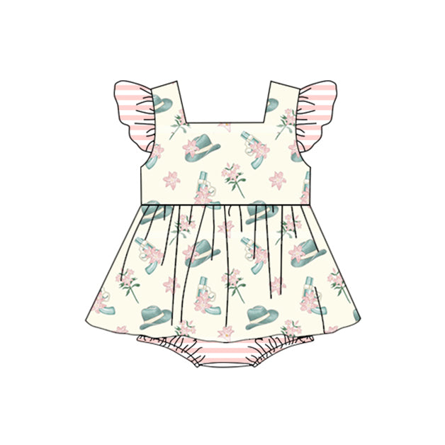 girls flower flying sleeve briefs suit