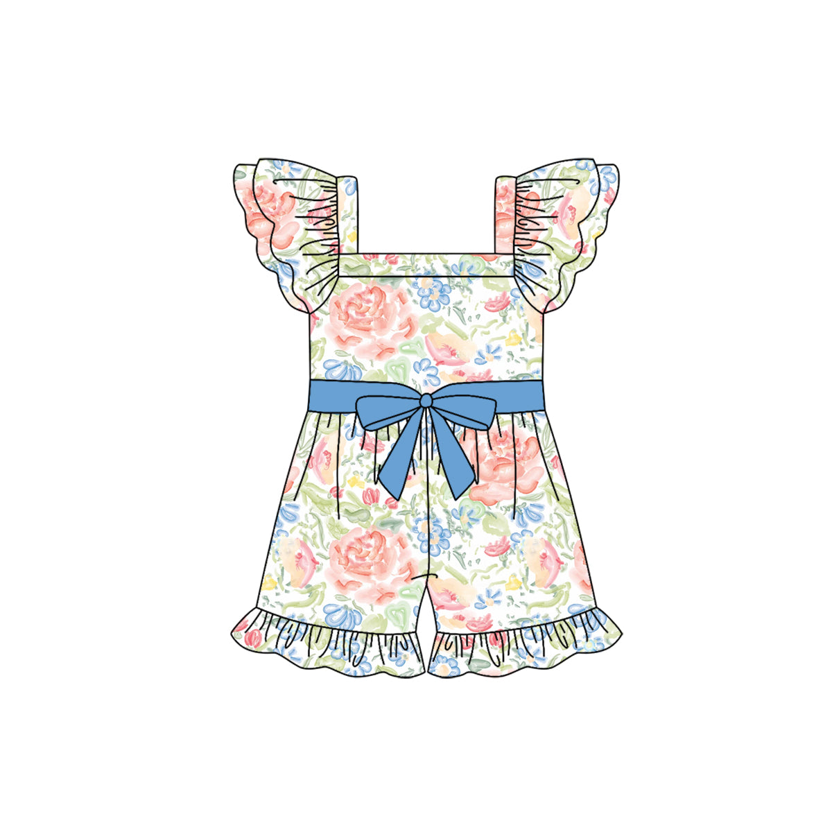 baby girl clothes floral fly sleeve jumpsuit