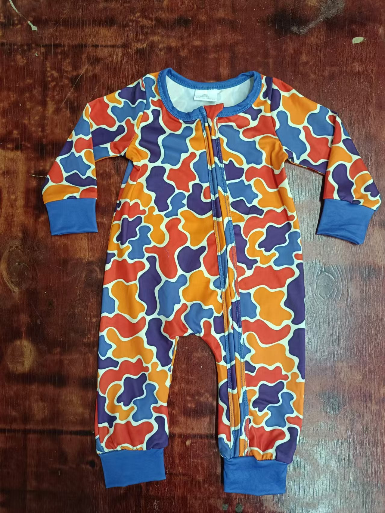 Custom moq 3 eta 6-7weeks Light Purple Pumpkin Pattern Long Zip-Up Romper