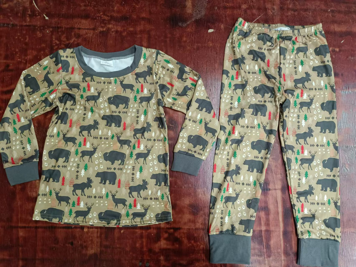 Custom moq 3 eta 6-7weeks Rhino-elk shadow pattern gray-brown long-sleeved suit