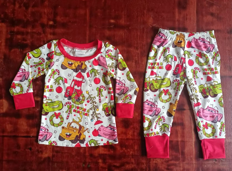 Custom moq 3 eta 6-7weeks Christmas Truck-Lighted Tree Pattern Red Long Sleeve Suit
