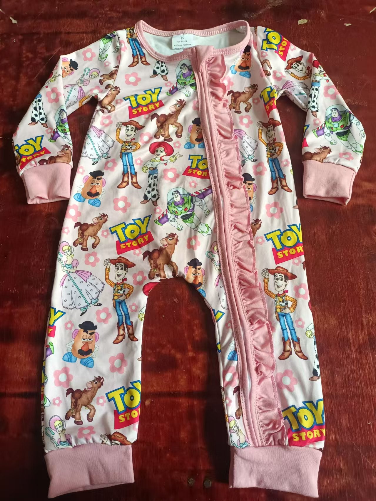 Custom moq 3 eta 6-7weeks Hat Boy-Girl Pattern Pink Pleated Long Zipper Romper