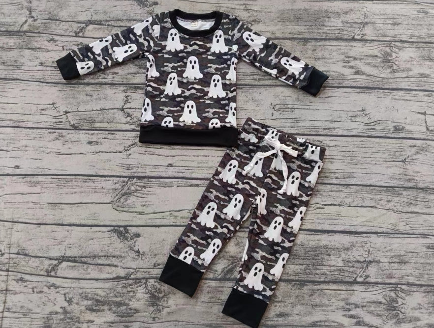Custom moq 3 eta 6-7weeks White Ghost Pattern Black and White Long Sleeve Suit