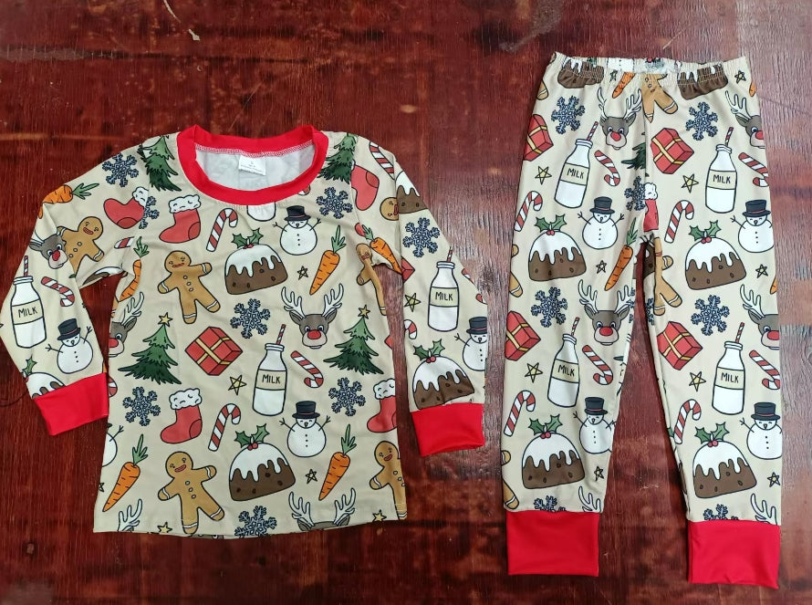 Custom moq 3 eta 6-7weeks Chocolate Cake-Bear-Christmas Elements Red Long Sleeve Suit