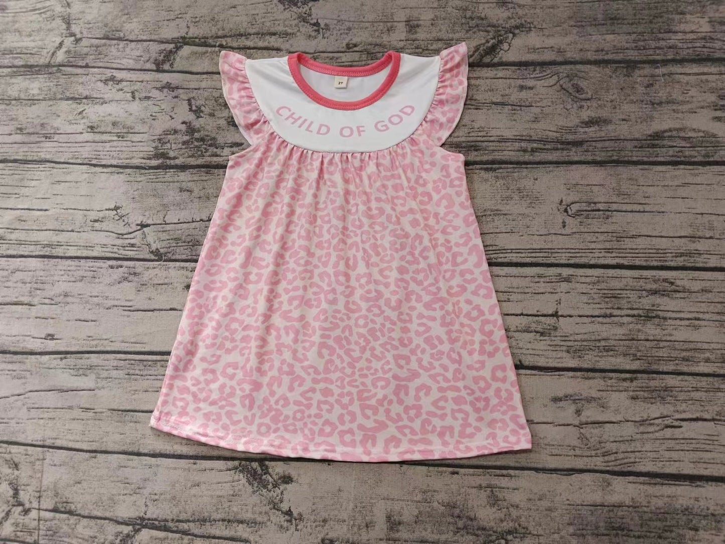 Custom moq 3 eta 6-7weeks Pink Leopard Print Fly Sleeve Dress