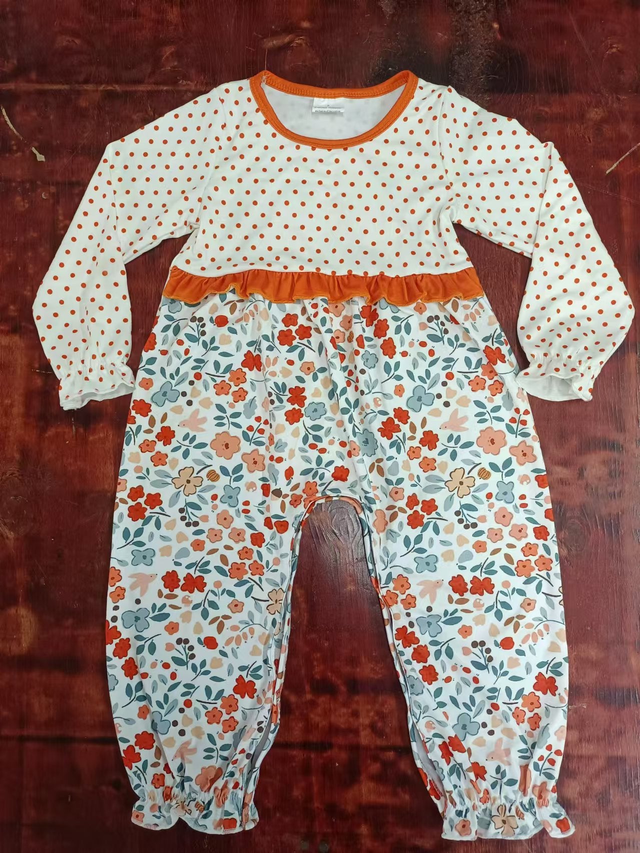 Custom moq 3 eta 6-7weeks Orange Polka Dot Flower Long Cremper