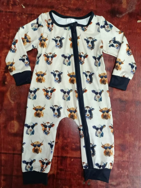 Custom moq 3 eta 6-7weeks Black sunglasses bull head long zipper romper