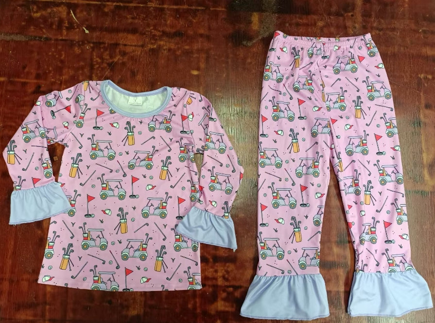 Custom moq 3 eta 6-7weeks Golf Cart Pink Long Sleeve Suit