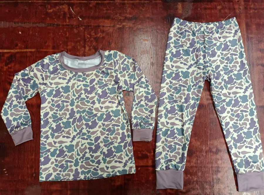 Custom moq 3 eta 6-7weeks Brown-Green-Purple Camouflage Long Sleeve and Pants Set