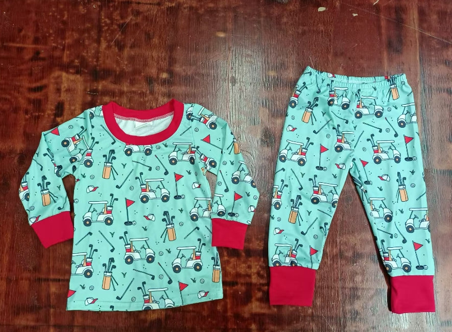 Custom moq 3 eta 6-7weeks Golf Cart-Tool Lake Green Long Sleeve Pants Set