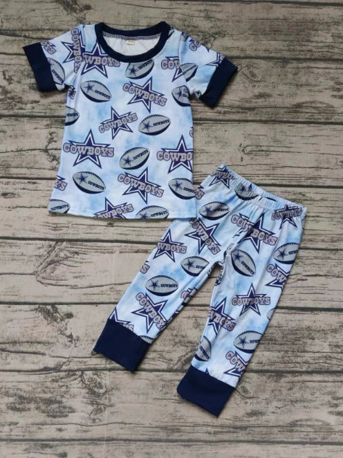 Custom moq 3 eta 6-7weeks Dark blue letter five-pointed star tie-dye blue short-sleeved trousers suit