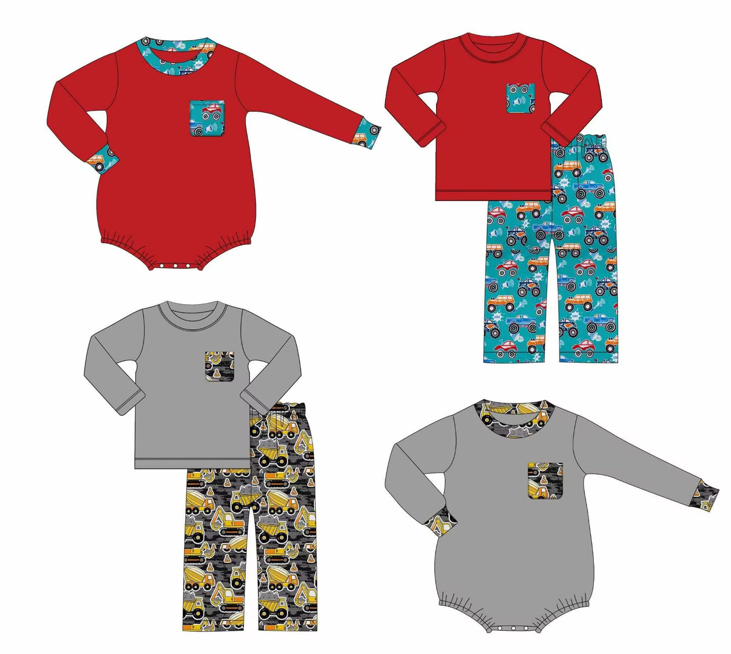 Custom moq 8 mix size eta 6-8weeks baby boy clothes long sleeve pants set 2 and romper 2-25.9.11