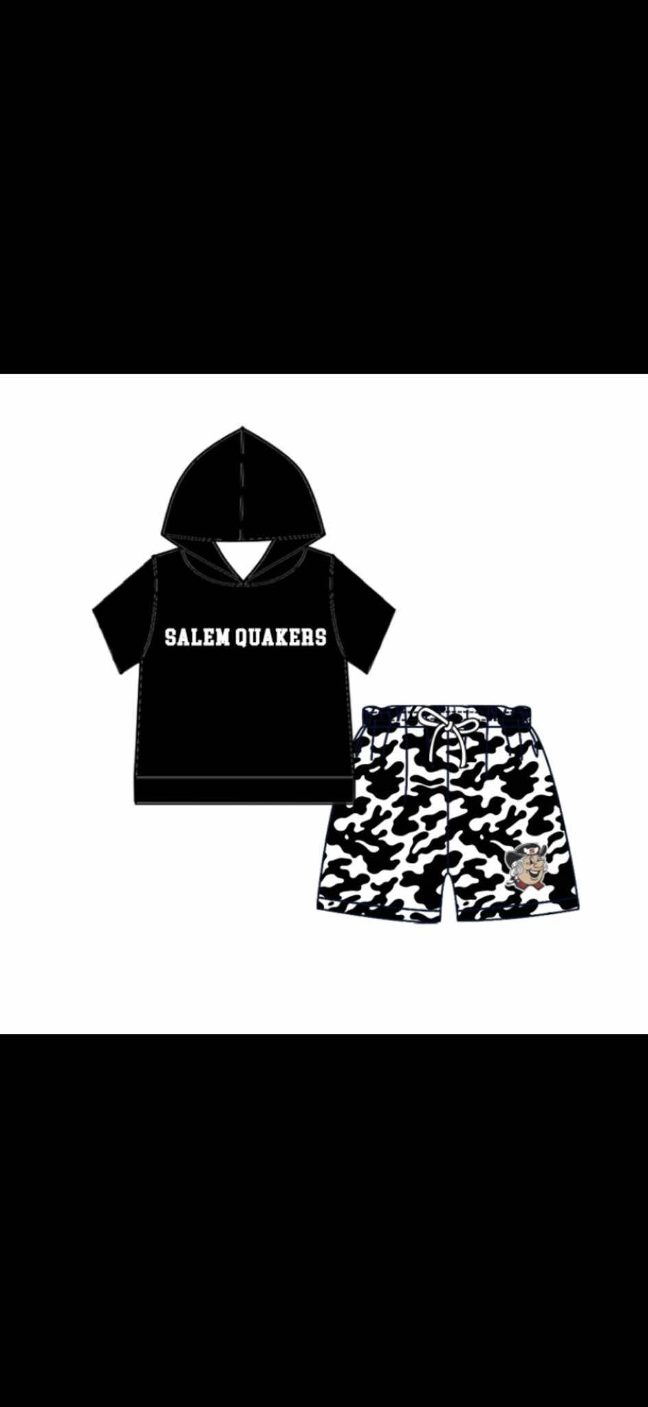 custom moq 5 mix size KABR0104 Baby Kids Short Sleeve Hooded Top Camo Shorts Team Clothes Set