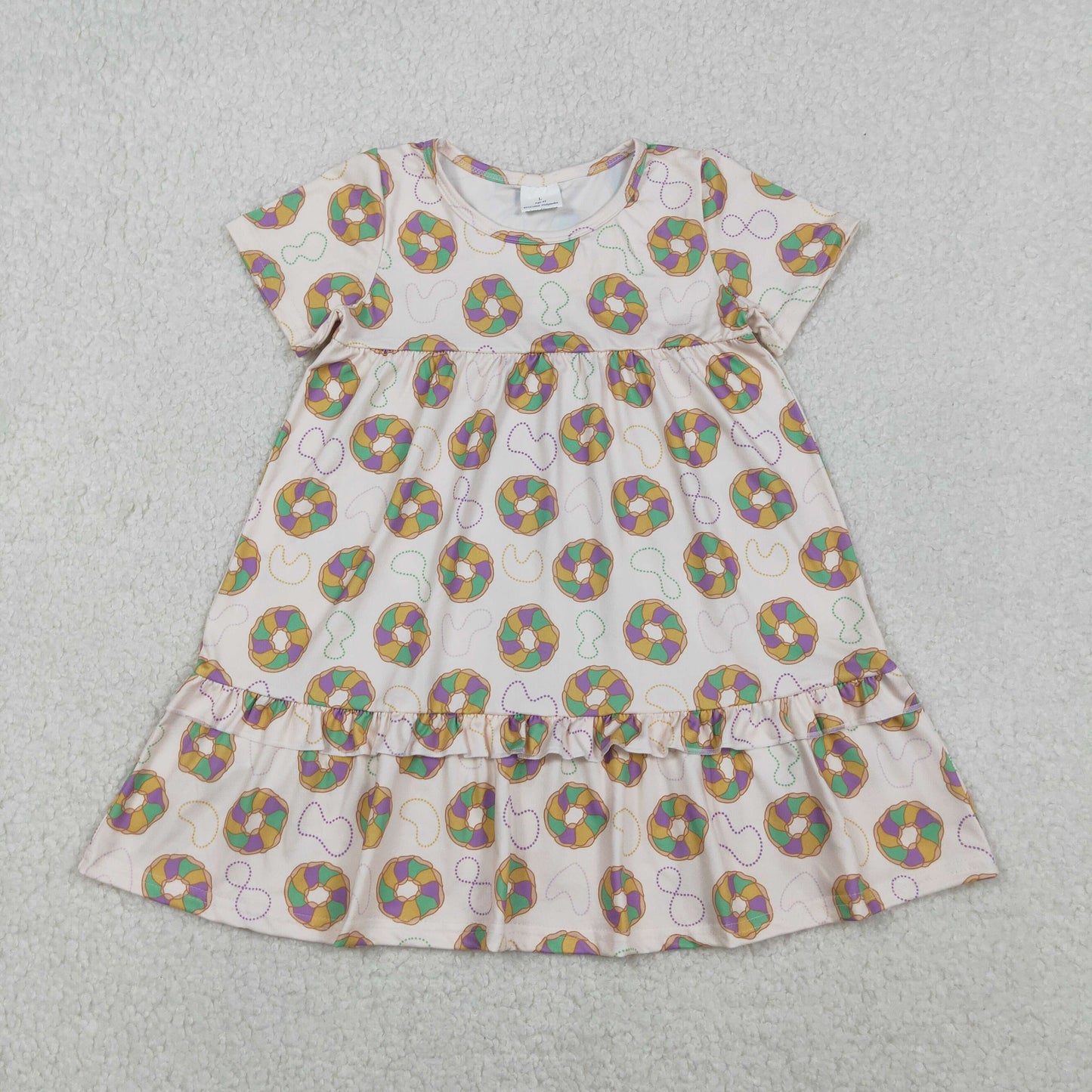 RTS NO MOQ(In Stock) Carnival Necklace Donut Short-Sleeve Dress
