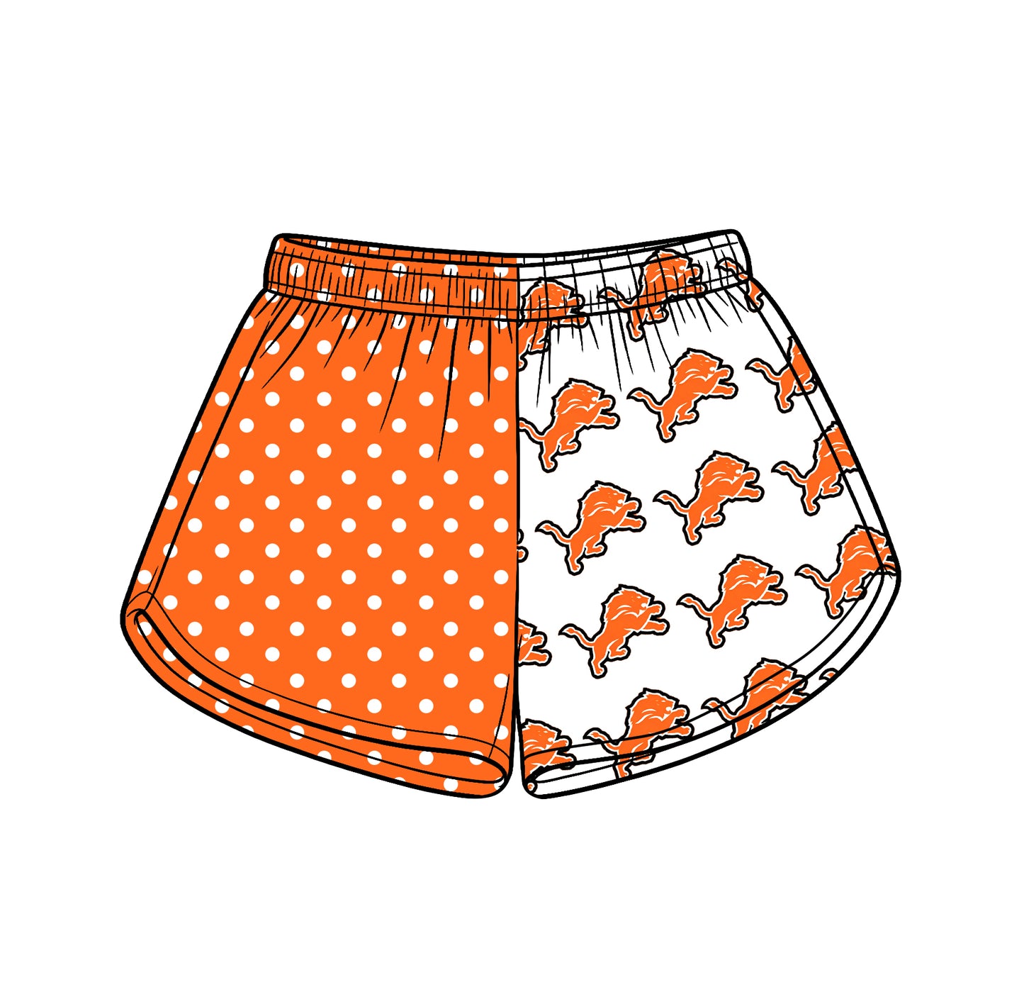 Custom moq 5 mix size milk silk summer teams Adult And Kids Orange Checked Patchwork Summer Casual Shorts
