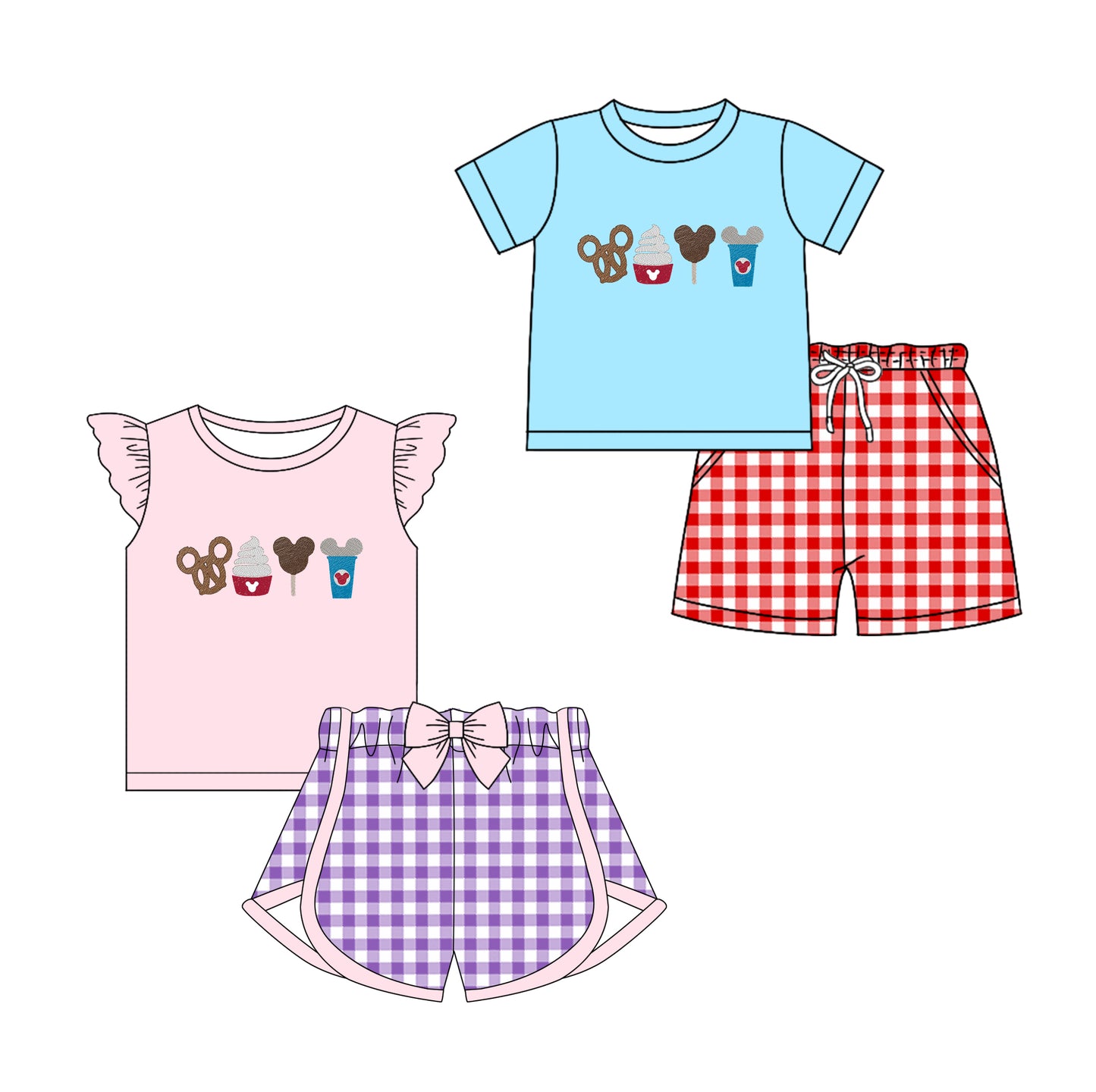 11.15 custom each style moq 5eta 4-6week Sibling Sister baby girl short sleeve shorts sets 1 and sets 2 match design