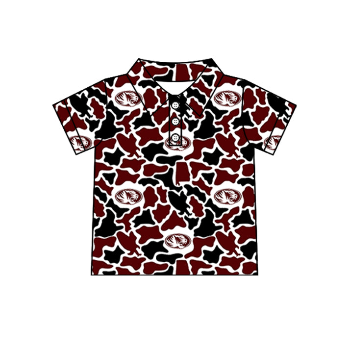 Custom moq 5 mix size summer teams Baby Boys Summer Short Sleeve Camouflage Button Down Polo Shirt