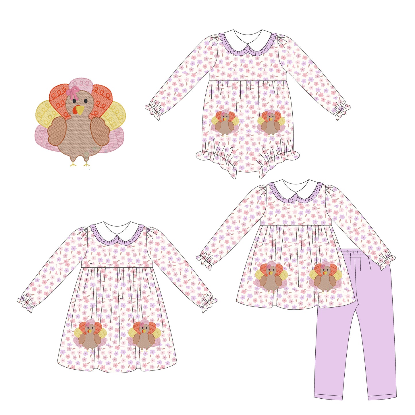 25.7.5 custom each style moq 5eta 4-6week Sibling Sisters turkey baby girl long sleeve pants sets and dress and rompers match family design