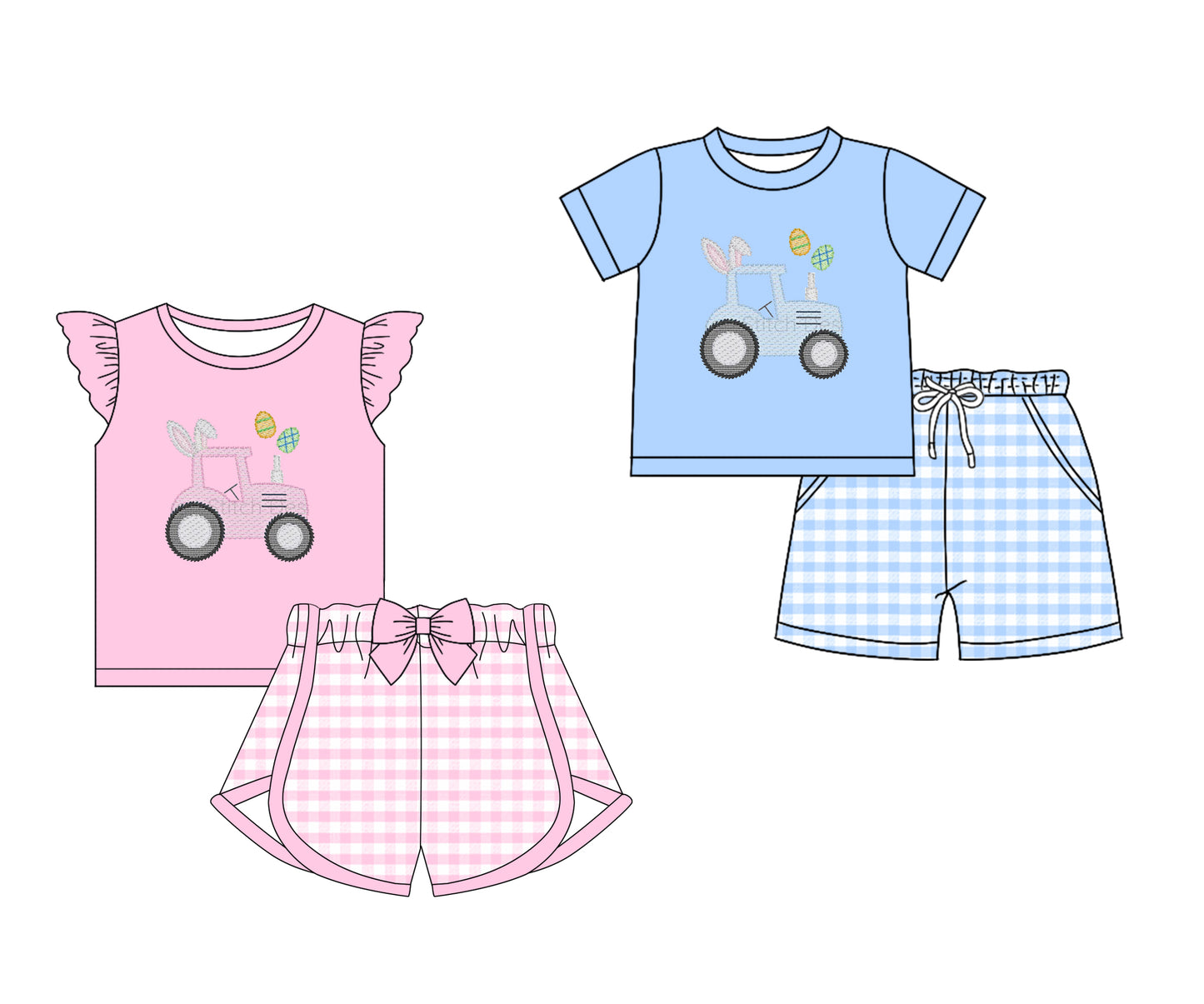 25.10.31 custom each style moq 5 eta 6-8week Sibling Sisters easter baby girl clothes short sleeve shorts sets 2 match family design