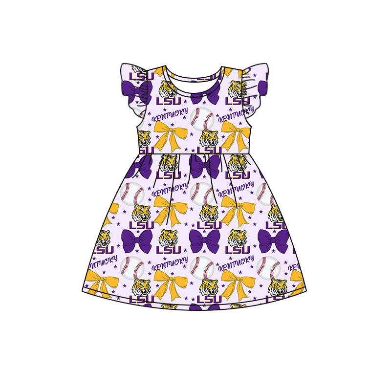 Custom moq 5 each style summer teams baby girls clothes team bow purple long sleeve hooded pants sets and dress and romper-25.6.13