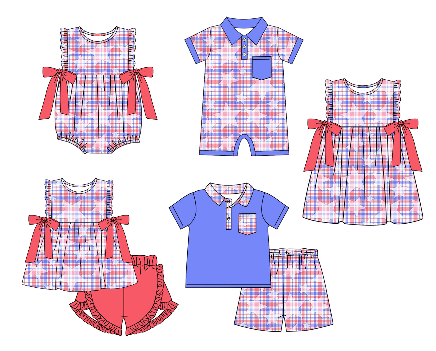 11.23 custom each style moq 5eta 4-6week Sibling Sister baby girl short sleeve shorts sets and sets 2 and girls romper and boy romper and dress match design